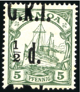 Stamp of Samoa 1914 G.R.I. overprint mint selection with 1/2d on 