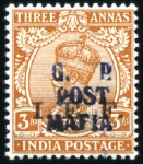 Stamp of Tanganyika » Mafia Island British Occupation 1915-16 G.R. POST MAFIA overprints on India 3p, 1/