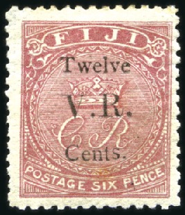 Stamp of Fiji 1874 Twelve / V. R. / Cents. surcharge on 6d Brown