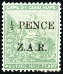 Stamp of South Africa » Vrybrug 1899 Cape 1/2d green & 1d red surcharged 1/2 PENCE