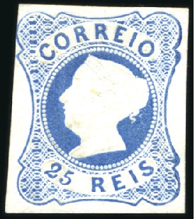 Stamp of Portugal 1853 Dona Maria II 5r unused with large margins, t