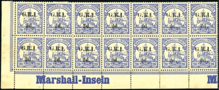 Stamp of New Guinea 1914 20Pf blue of Marshall Islands surcharged 'G.R