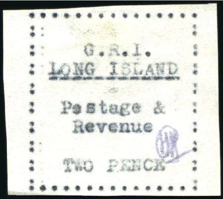 Stamp of Long Island 1916 2d black with initial in indelible pencil, un