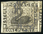 Stamp of Australia » Western Australia 1854-57 Swan selection incl. 1d black, very close 