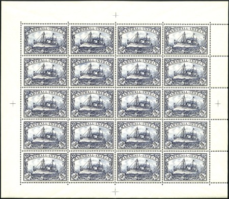 Stamp of Germany » German Colonies » Marshall Islands 1901-16 3M mint nh sheetlet of 20 with complete se
