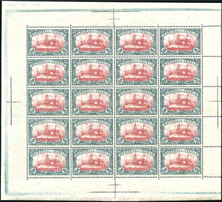 Stamp of Germany » German Colonies » Marshall Islands 1916-19 5M mint nh sheetlet of 20 with complete se