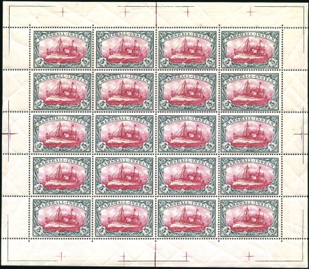 Stamp of Germany » German Colonies » Marshall Islands 1901-16 5M mint nh sheetlet of 20 with complete se