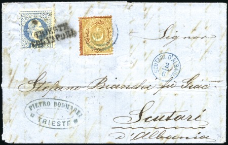 Stamp of Albania 1870 Combination cover from Trieste franked Austri