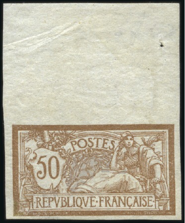 Stamp of France 1900 Merson 50c brun et gris NON-DENTELE avec gran