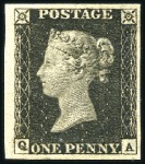 Stamp of Great Britain » 1840 1d Black and 1d Red plates 1a to 11 MINT PENNY BLACK PLATE SELECTION

1840 1d Black 