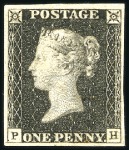 Stamp of Great Britain » 1840 1d Black and 1d Red plates 1a to 11 MINT PENNY BLACK PLATE SELECTION

1840 1d Black 
