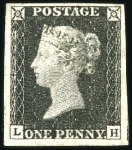 Stamp of Great Britain » 1840 1d Black and 1d Red plates 1a to 11 MINT PENNY BLACK PLATE SELECTION

1840 1d Black 
