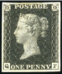 Stamp of Great Britain » 1840 1d Black and 1d Red plates 1a to 11 MINT PENNY BLACK PLATE SELECTION

1840 1d Black 