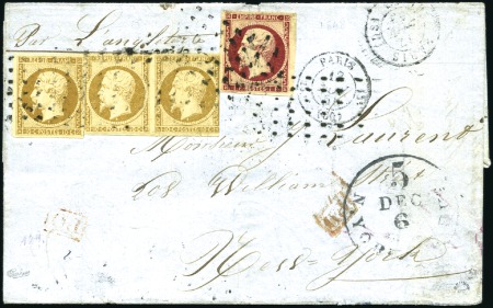 Stamp of France 1854 Lettre de Paris pour New York avec 1F Empire