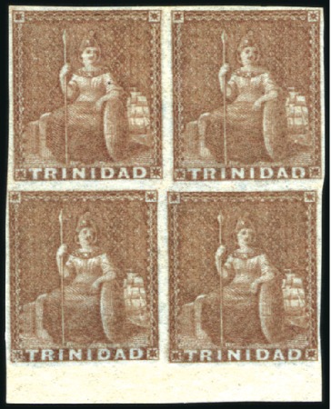 Stamp of Trinidad and Tobago 1851-55 6d Brownish Grey mint og lower marginal bl