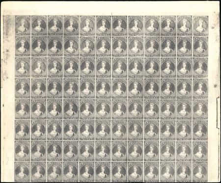 Stamp of New Zealand 1855 2d Chalon "Hausberg" reprint proof in black o