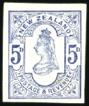Stamp of New Zealand 1882 5d imperf. proofs on thick wove paper in vari