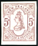 Stamp of New Zealand 1882 5d imperf. proofs on thick wove paper in vari