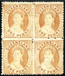 Stamp of Australia » Queensland 1860-61, 1864-65 & 1868-78 1d Chalon mint og block