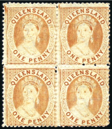 Stamp of Australia » Queensland 1860-61, 1864-65 & 1868-78 1d Chalon mint og block