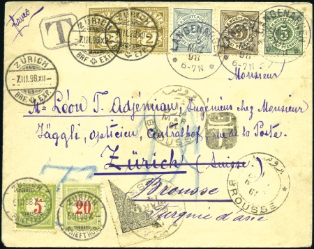 Stamp of German States » Wurttemberg 1898 Cover to Switzerland with 2pf +3pf +5pf, taxe