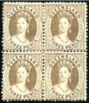 Stamp of Australia » Queensland 1860-61 & 1876-78 3d Chalon mint og blocks of four