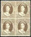 Stamp of Australia » Queensland 1860-61 & 1876-78 3d Chalon mint og blocks of four