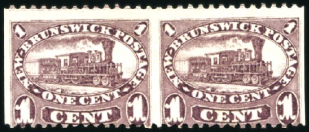 Stamp of Canada » New Brunswick 1860 1c Locomotive imperforate vertically unused p