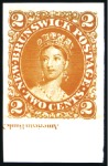 Stamp of Canada » New Brunswick 1860 2c Chalon selection incl. imperf. plate proof