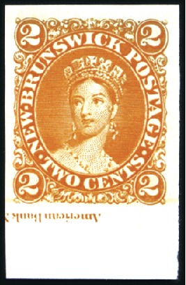 Stamp of Canada » New Brunswick 1860 2c Chalon selection incl. imperf. plate proof