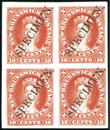 Stamp of Canada » New Brunswick 1860 10c Chalon selection incl. imperf. plate proo
