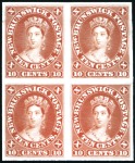 Stamp of Canada » New Brunswick 1860 10c Chalon selection incl. imperf. plate proo