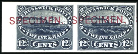 Stamp of Canada » New Brunswick 1860 12 1/2c Steamer selection incl. imperf. plate