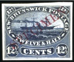 Stamp of Canada » New Brunswick 1860 12 1/2c Steamer selection incl. imperf. plate
