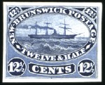 Stamp of Canada » New Brunswick 1860 12 1/2c Steamer selection incl. imperf. plate