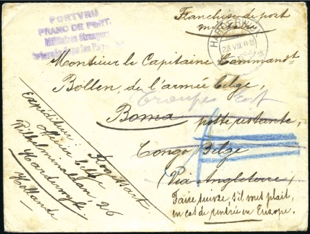 Stamp of Belgian Congo 1918 Cover from POW in the Netherlands to Belgian 