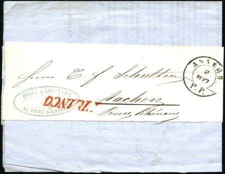 Stamp of Belgium 1854 Printed matter with Anvers PP ds to Aachen, G
