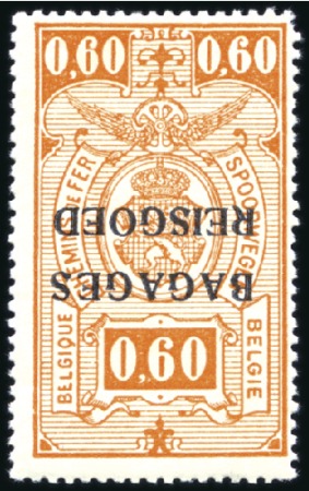 Stamp of Belgium RAILWAY BA6-Cu, 60c orange with INVERTED OVPT, ver