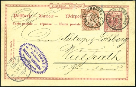 Stamp of Belgium 1897 German Reply card with additional Belgium 10c