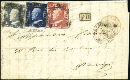 Stamp of Italian States » Sicily FIRST DAY USAGE

1859 Folded entire from Palermo