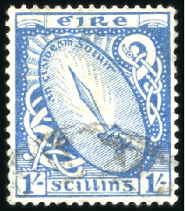 Stamp of Ireland 1922-23 1s Azure with inverted watermark, light ca