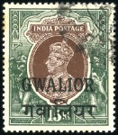 Stamp of Indian States » Gwalior 1938-48 1R mint, 5R unused (faulty), 10R used, 15R