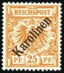 Stamp of Germany » German Colonies » Caroline Islands 1899 Karolinen steep overprint complete mint hinge