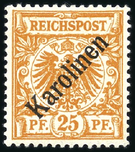 Stamp of Germany » German Colonies » Caroline Islands 1899 Karolinen steep overprint complete mint hinge