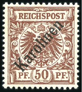 Stamp of Germany » German Colonies » Caroline Islands 1899 Karolinen steep overprint 50Pf Brown never hi