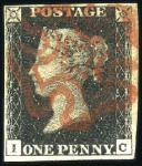 Stamp of Great Britain » 1840 1d Black and 1d Red plates 1a to 11 1840 1d Black group of 10 with four margins incl. 
