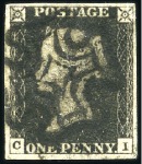Stamp of Great Britain » 1840 1d Black and 1d Red plates 1a to 11 1840 1d Black group of 10 with four margins incl. 