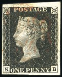 Stamp of Great Britain » 1840 1d Black and 1d Red plates 1a to 11 1840 1d Black group of 10 with four margins incl. 