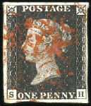 Stamp of Great Britain » 1840 1d Black and 1d Red plates 1a to 11 1840 1d Black group of 10 with four margins incl. 