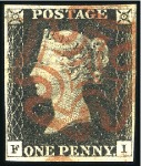 Stamp of Great Britain » 1840 1d Black and 1d Red plates 1a to 11 1840 1d Black group of 10 with four margins incl. 